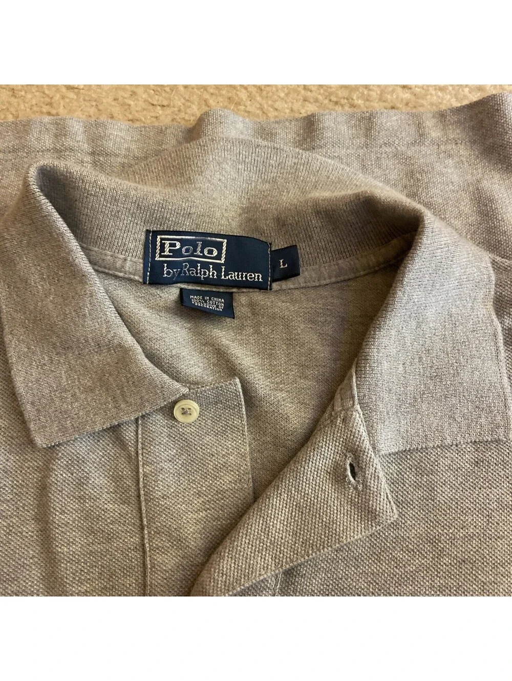 Ralph Lauren Polo Golf Shirt Large Gray Casual Classic Knit Blue PONY